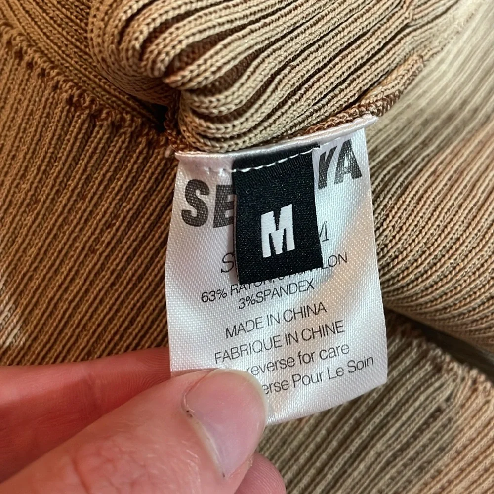 SER.O.YA Tan Ribbed Mini Dress - Picture 3 of 9
